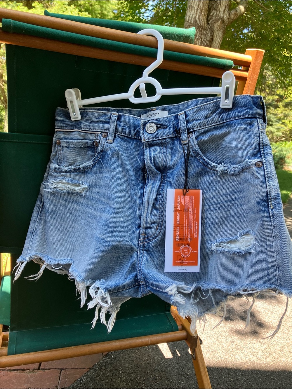 Moussy Light Blue Distressed Denim Cutoff Shorts